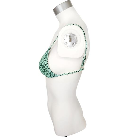 FISCH Coco Net Sustain coral print sea green triangle swim bikini top Size Small - Picture 2 of 6